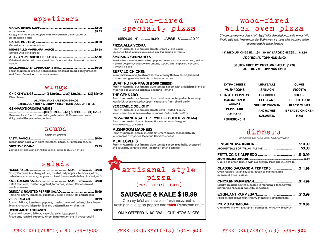 Gennaro's Menu Page 2